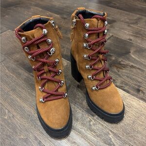 Brown Suede Lace-Up Ankle Boots